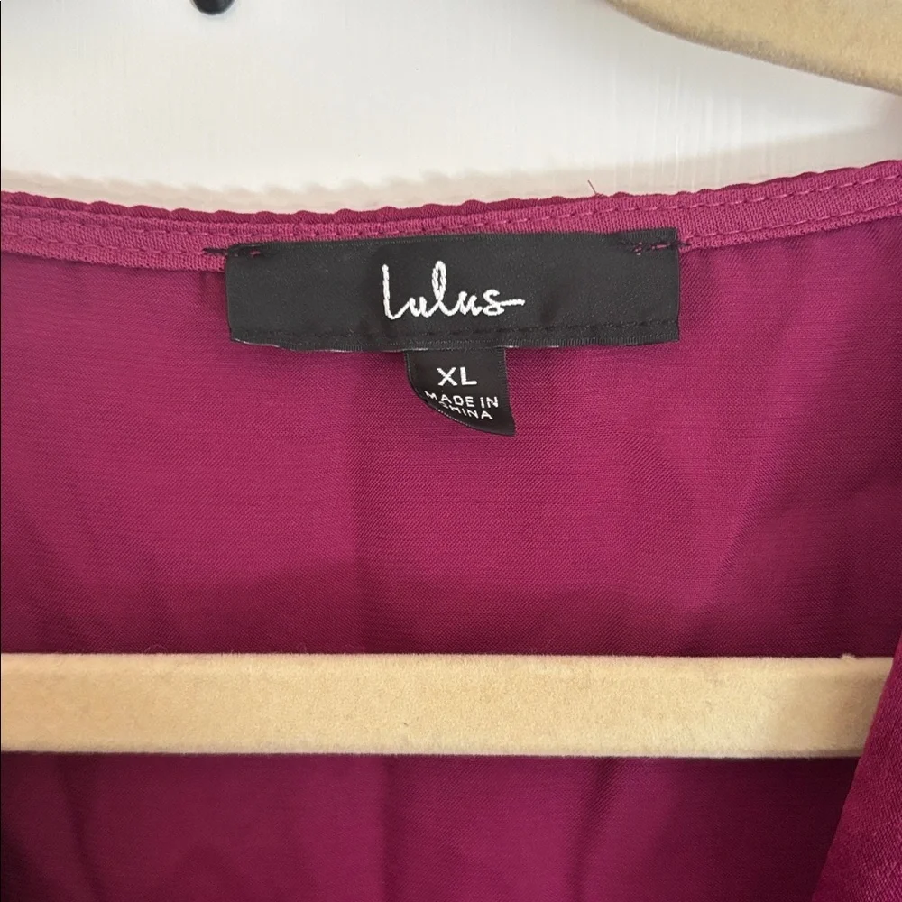 Lulu's Fuchsia Long Sleeve Wrap Dress - Picture 7 of 9